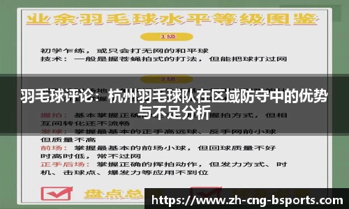 羽毛球评论：杭州羽毛球队在区域防守中的优势与不足分析